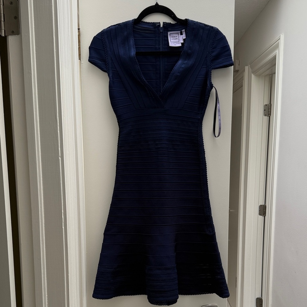 Elegant  HERVE LEGER Navy Blue Dress
